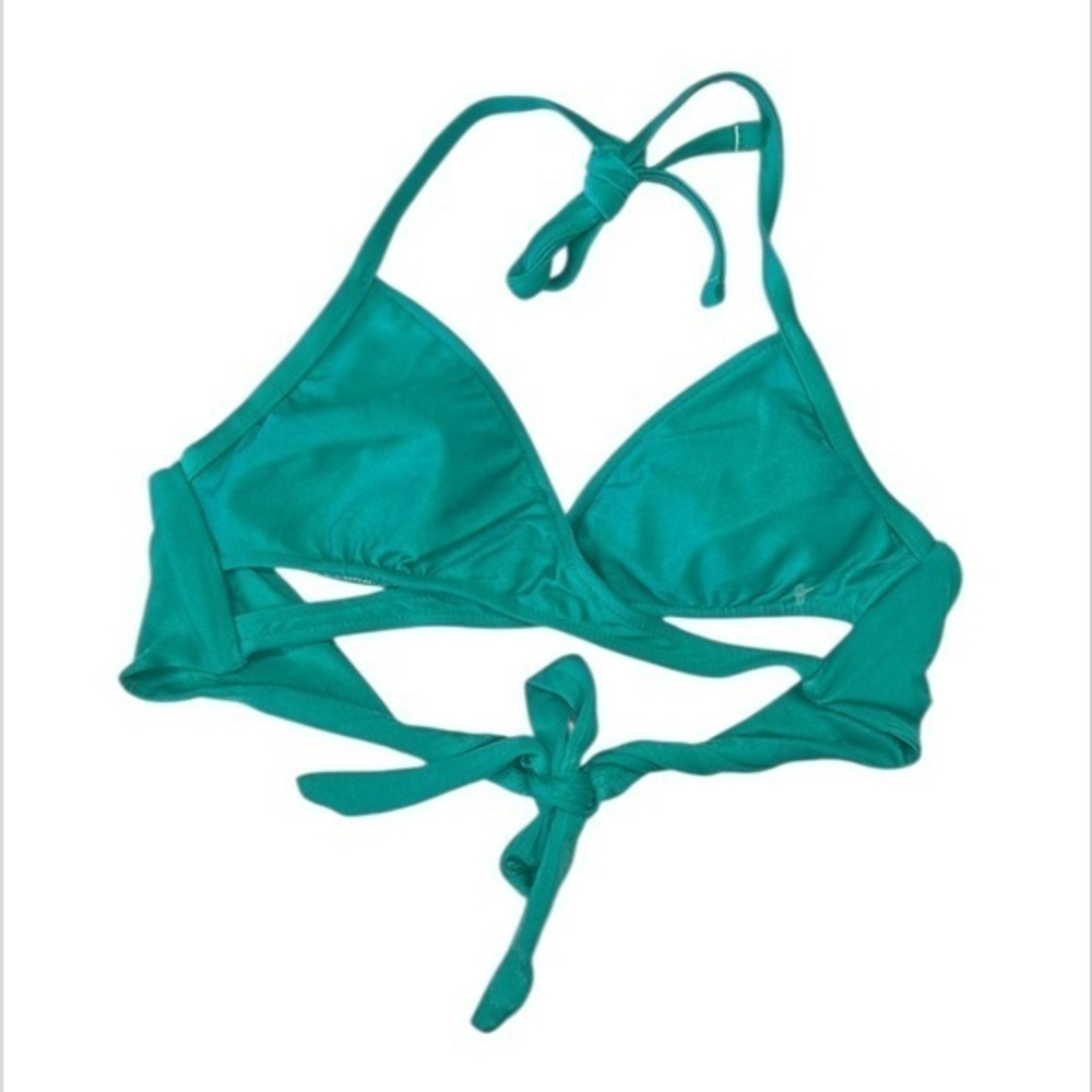 Mossimo green criss cross front bikini swim top size XS